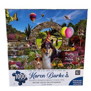 The Art of Karen Burke Jigsaw Puzzle, 1000 pcs “Party Days” Dog Theme KI puzzles